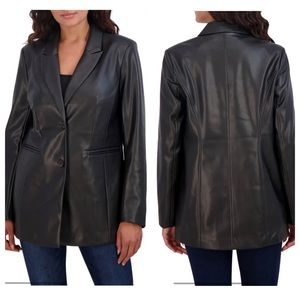 Sebby Black Faux Leather Blazer Women’s Size XL